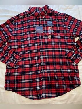NEW Men’s XL Croft&Barrow Red Plaid Button-Down Signature Flannel Shirt